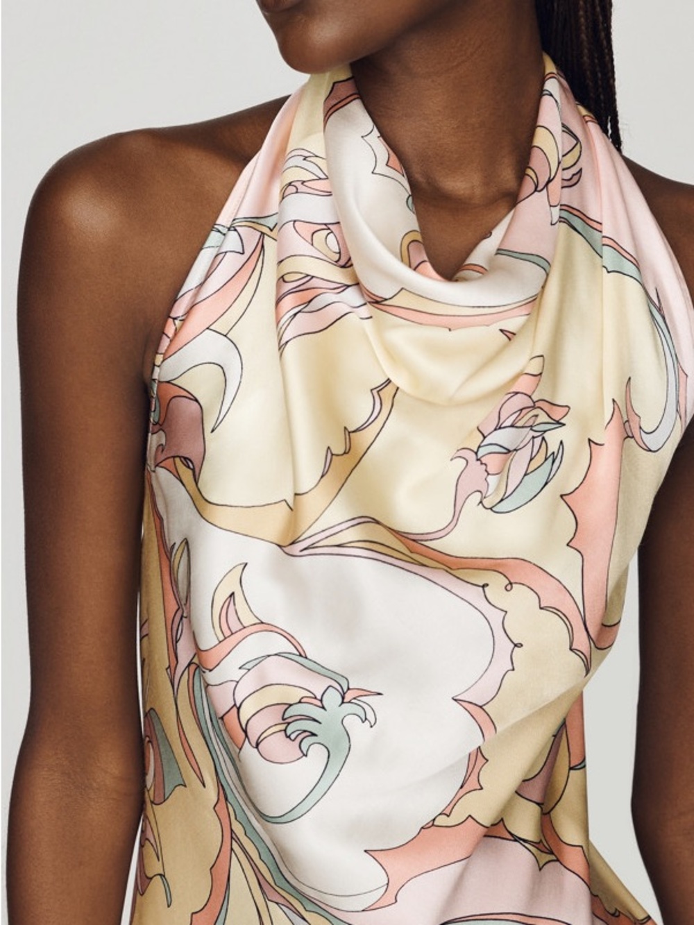 NWT Anthropologie Maeve Silken Cowl Neck Top Yellow Floral